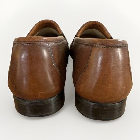 Johnston & Murphy Domani Loafers 10N Narrow Leather Brown Tassel Italy - Picture 5 of 7